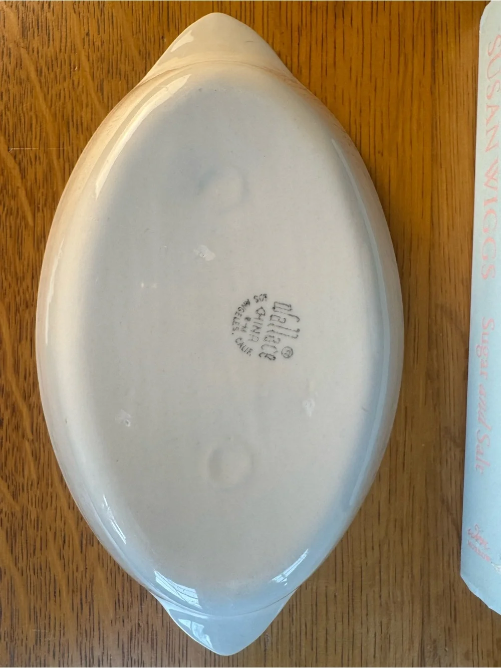 Wallace China Los Angeles Mid Century Modern Oval Bowl 40-60's Vintage Airbrush